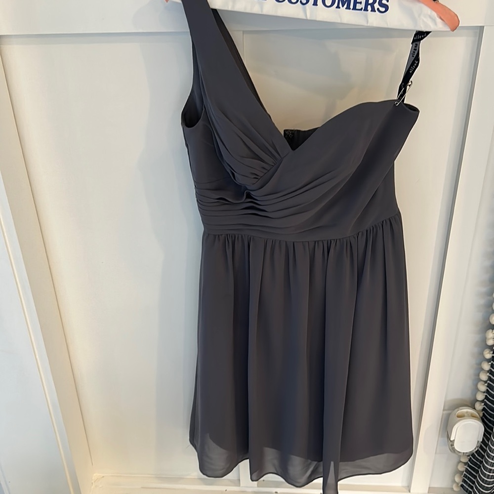 Chiffon one shoulder gray Alfred Angelo Dress